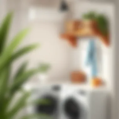 Stylish laundry area featuring a wood drying rack