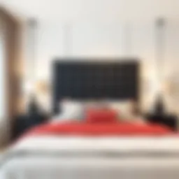 Stylish black queen bed headboard in a modern bedroom setting