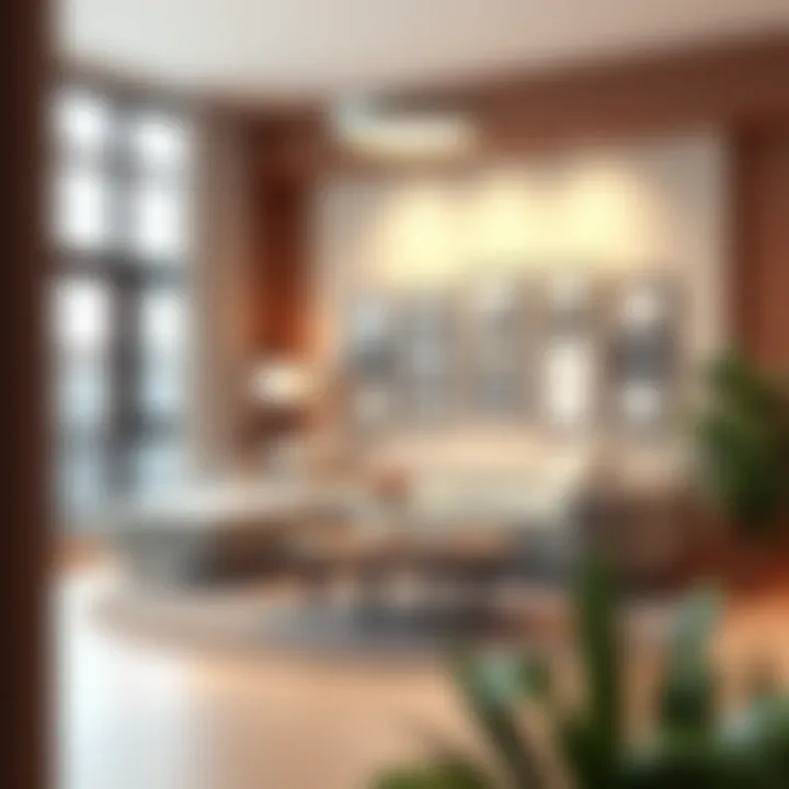 Contemporary living room featuring strategically placed collage frames