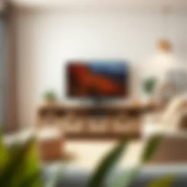 Modern TV Stand in Chic Living Room Stylish living room featuring a modern TV stand with basket storage