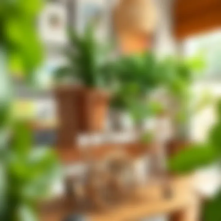 Chic Metal Plant Cart with Lush Decor Stylish metal plant cart featuring vibrant greenery