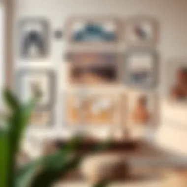 Gallery wall with framed artworks