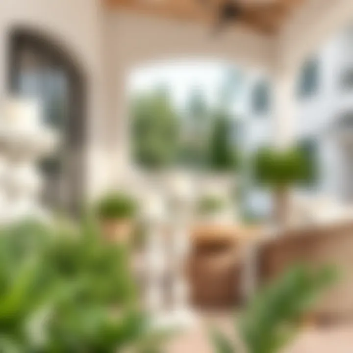 Chic white tall candle holders enhancing an outdoor patio