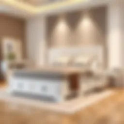 Elegant white wooden bed frame with integrated drawers