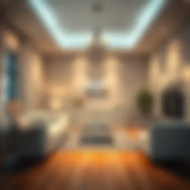 Elegant Room with Remote Lighting Elegant living room illuminated with remote-controlled lighting