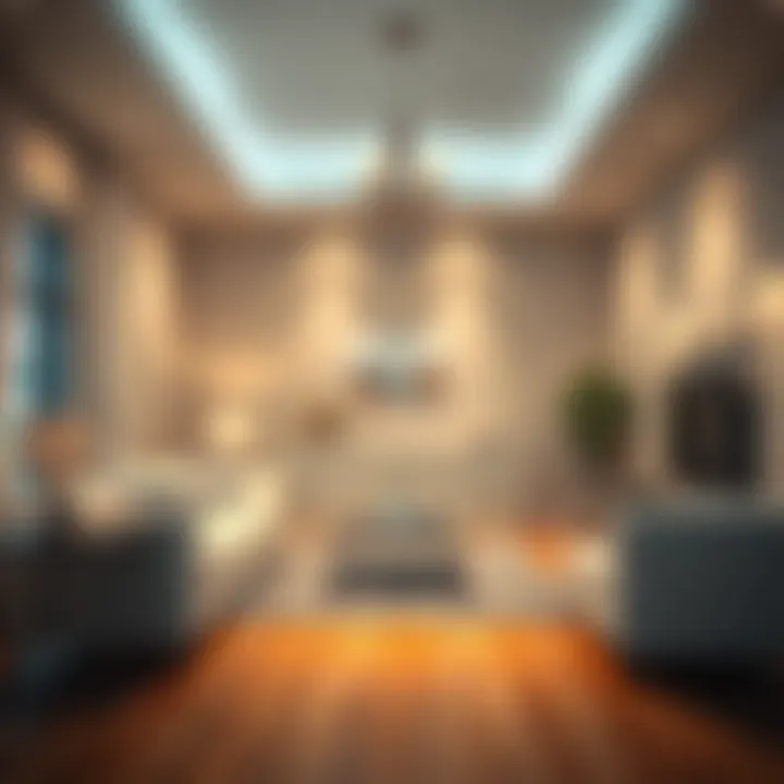 Elegant Room with Remote Lighting Elegant living room illuminated with remote-controlled lighting