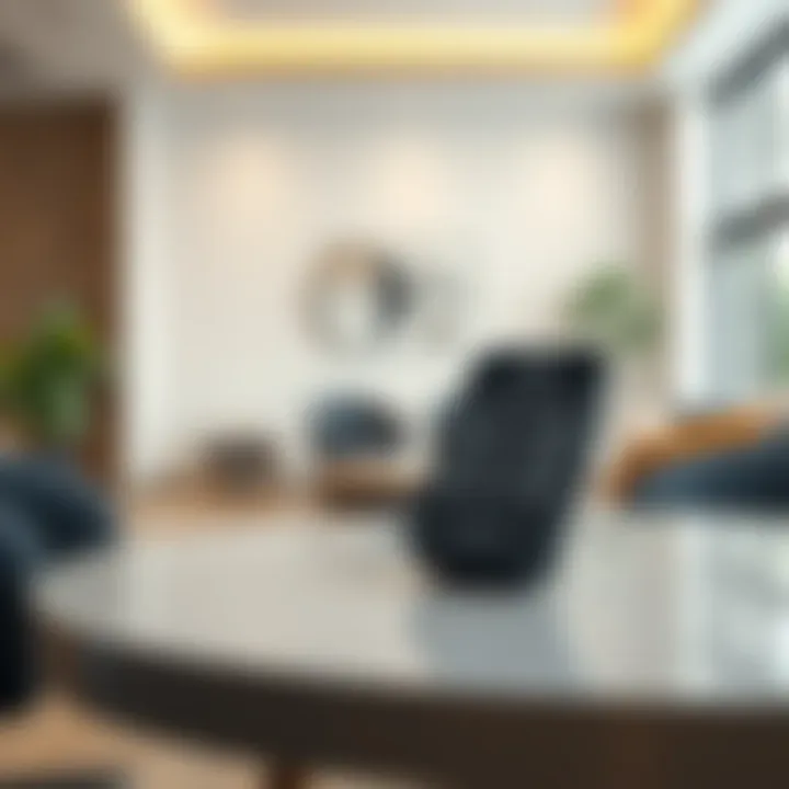 Smart Remote Control Interface Smart remote control for lighting systems on a stylish table