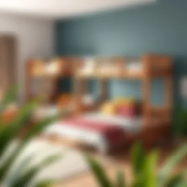 Versatile Wooden Bunk Beds Setup Versatile wooden bunk beds in a stylish bedroom setup.