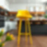 Vibrant yellow adjustable bar stool against a modern kitchen backdrop