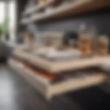 Close-up of high-quality materials used in flat pull-out shelves