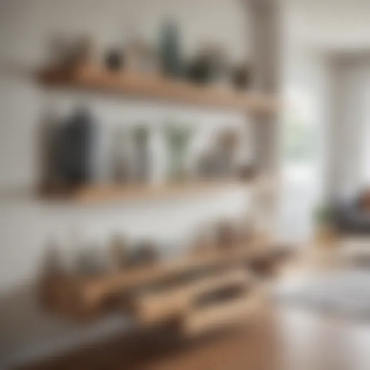 A modern living room showcasing trendy flat pull-out shelves