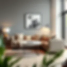 Chic foldable couch desk in modern living room