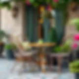 Charming French Bistro Outdoor Set Charming French bistro outdoor set with intricate metalwork