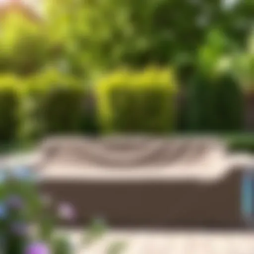 Luxurious outdoor sofa covered with a high-quality cover