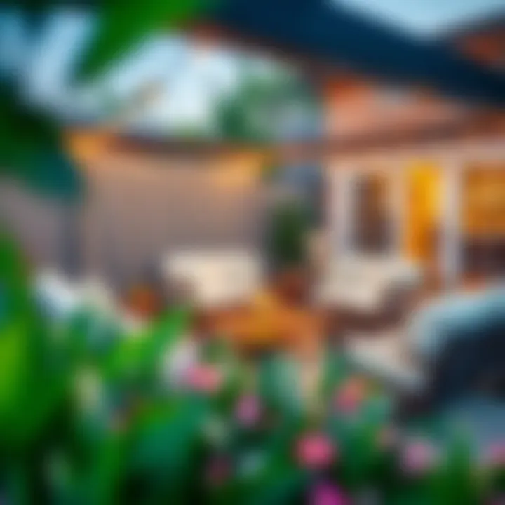 Trendy outdoor living space featuring stylish sofa covers