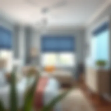 Cozy bedroom adorned with soothing color blinds