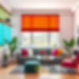 Transforming Living Spaces with Colorful Blinds Vibrant living room featuring colorful blinds