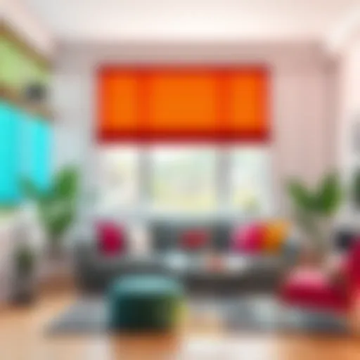 Transforming Living Spaces with Colorful Blinds Vibrant living room featuring colorful blinds