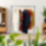 Sturdy heavy duty clothes rack on wheels displaying various garments