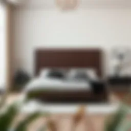 Luxurious high profile bed frame in a modern bedroom setting