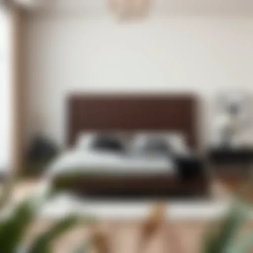 Luxurious high profile bed frame in a modern bedroom setting