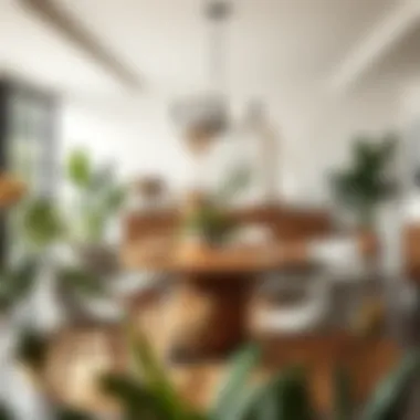 An elegant dining area with botanical centerpieces and natural materials