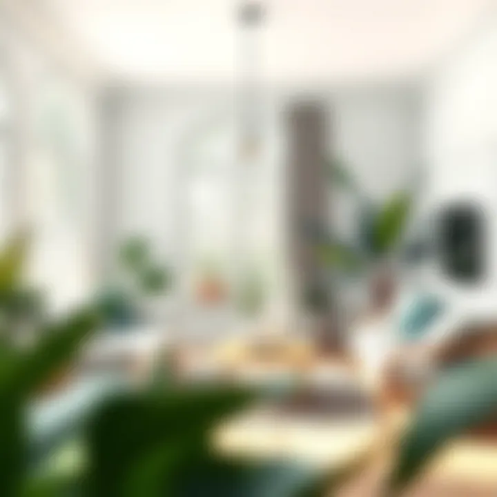 A serene living room adorned with indoor plants and natural light