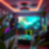 Dynamic lighting in a gaming room with RGB fixtures