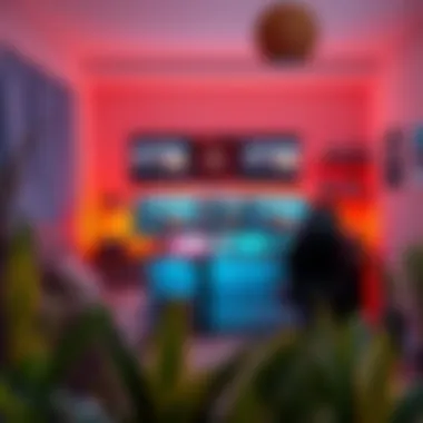 Warm and cool light combinations in a comfortable gaming station