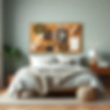 Artistic Cork Board Arrangement Creative cork board arrangement with mixed media art