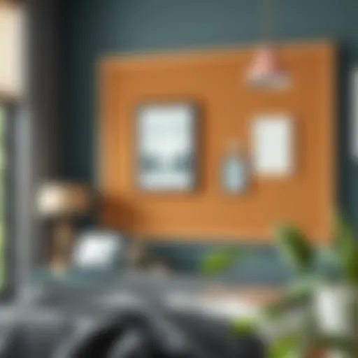 Stylish Cork Board Decor Elegant cork board styled with decorative pins and artwork