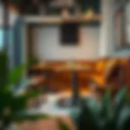 Elegant industrial pub table set in a cozy setting