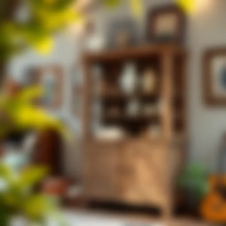 Rustic display unit showcasing vintage items