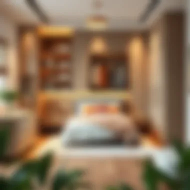 Stylish bedroom with clever storage solutions