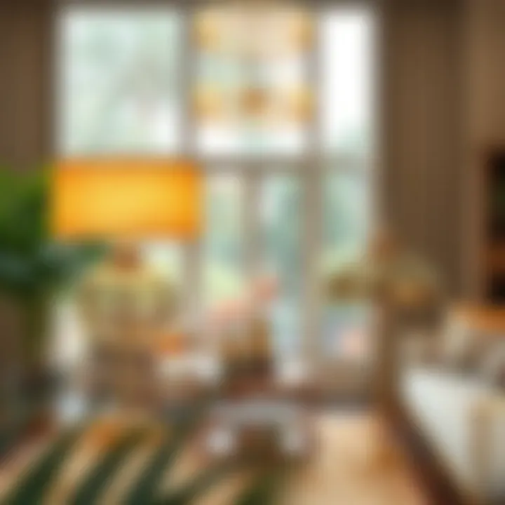 Stylish Interior with Brass and Glass Lighting Stylish interior featuring brass and glass lighting