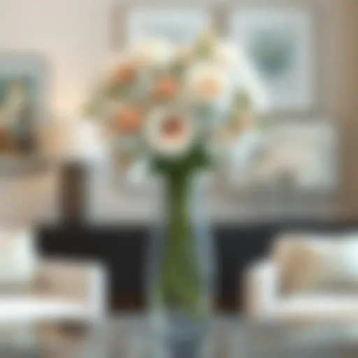 Elegant long vase with floral arrangement