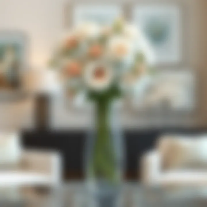 Elegant long vase with floral arrangement