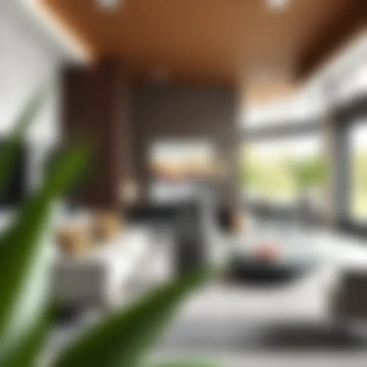 Modern living room featuring long vases as decor