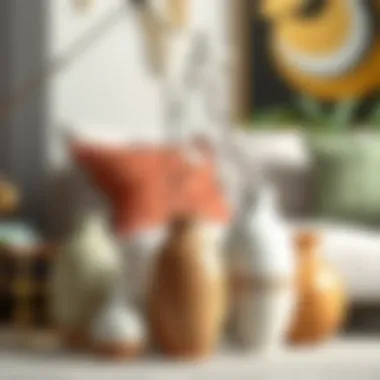 Various materials used for long vases