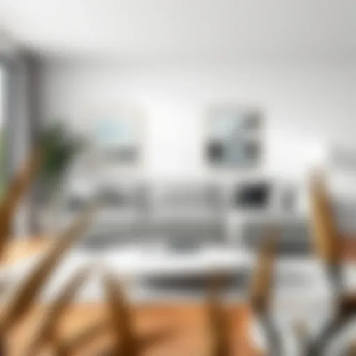 Modern Minimalist Low Profile Couch Elegant low profile couch in a minimalist living room setting