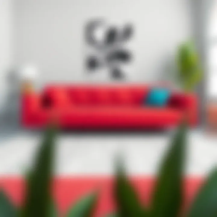 Vibrant Low Profile Couch Design Versatile low profile couch in a vibrant color scheme