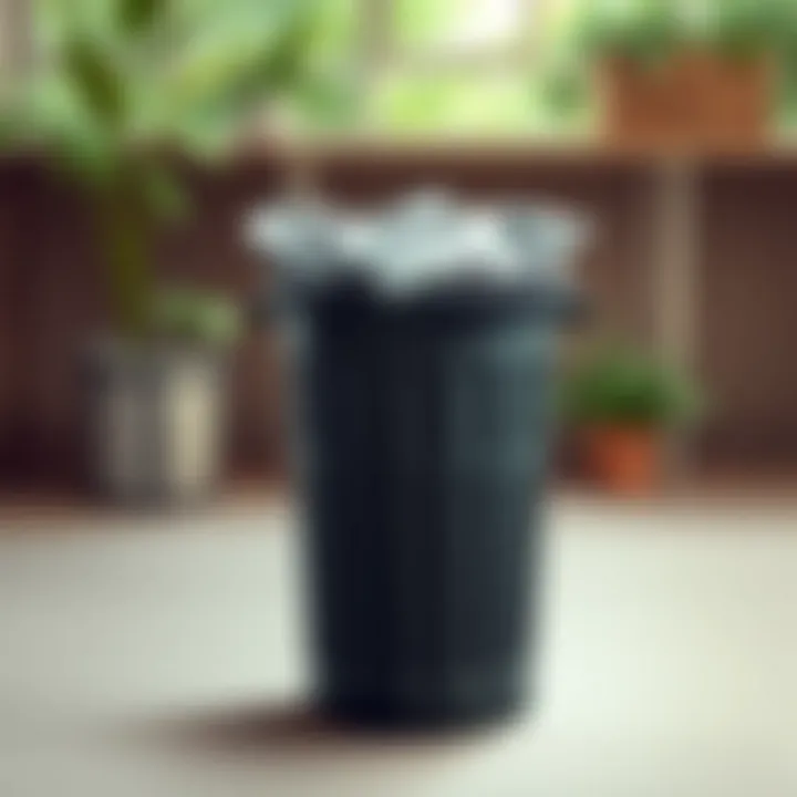 Illustration showing maintenance tips for tall trash can bags