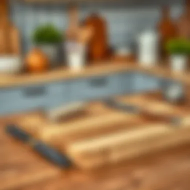 Maintenance tools for wooden chopping boards on a kitchen table