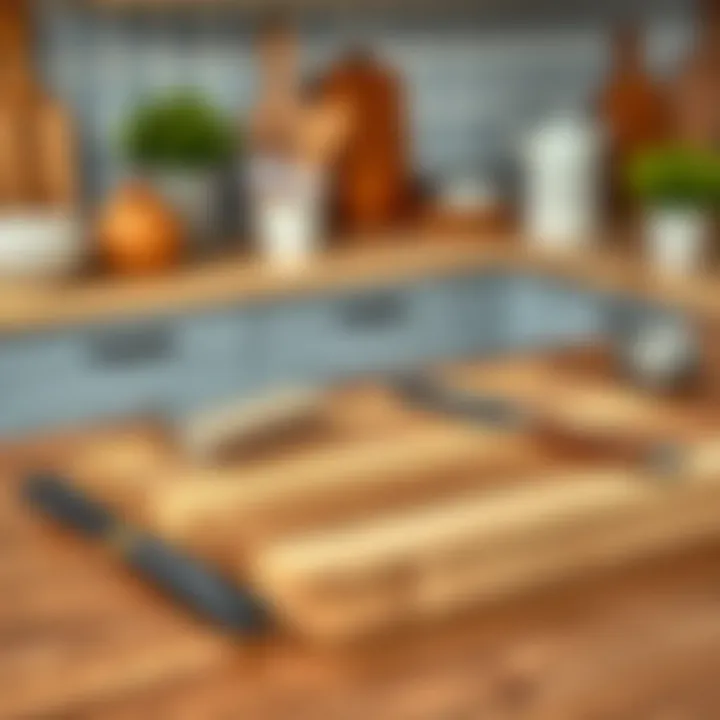 Maintenance tools for wooden chopping boards on a kitchen table