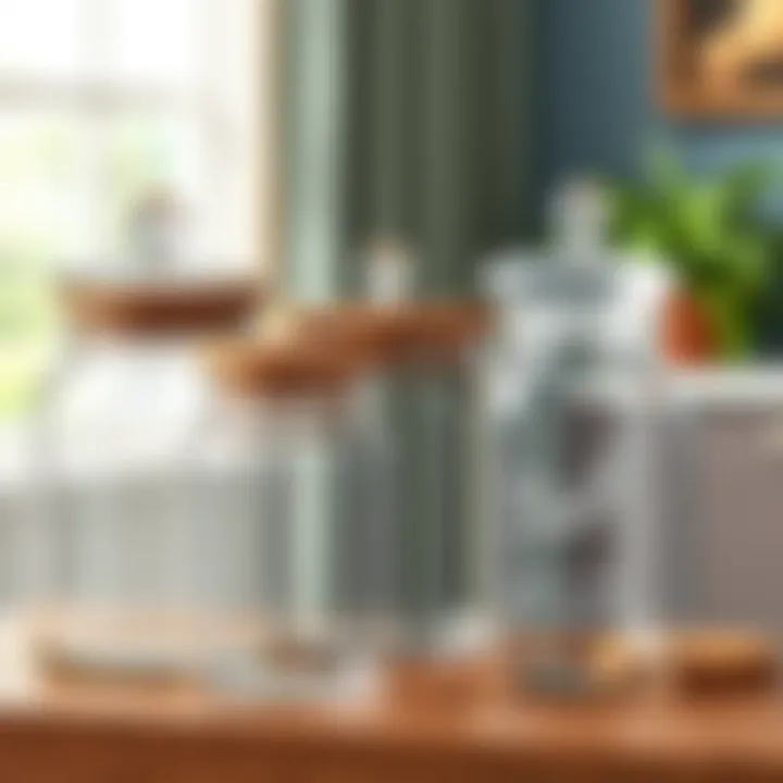 Elegant mason glass storage containers showcasing diverse sizes and shapes