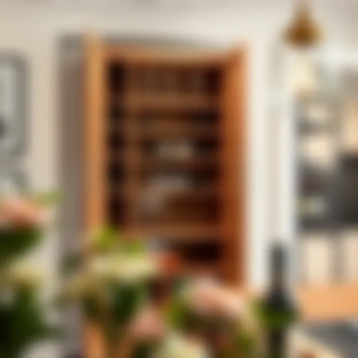 Creative use of space with wine glass racks in a dining area cabinet