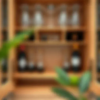 Maintenance tips for wine glass racks showcased in an organized cabinet