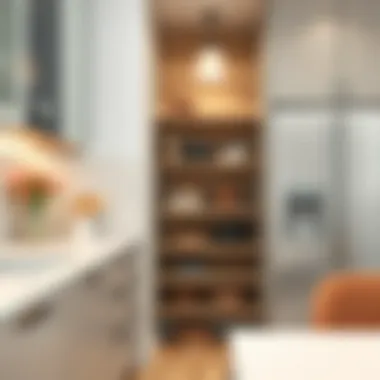 Utilization of narrow space for storage with a modern shelf