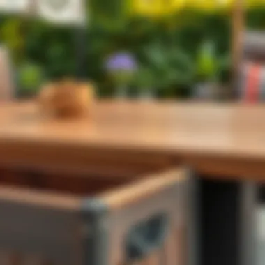 Close-Up of Storage Compartments in Outdoor Table Close-up of storage compartments in outdoor table