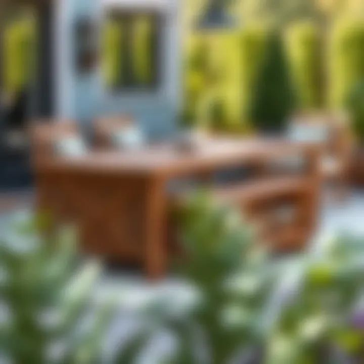 Elegant Design of a Wooden Outdoor Table with Storage Elegant design of a wooden outdoor table with storage